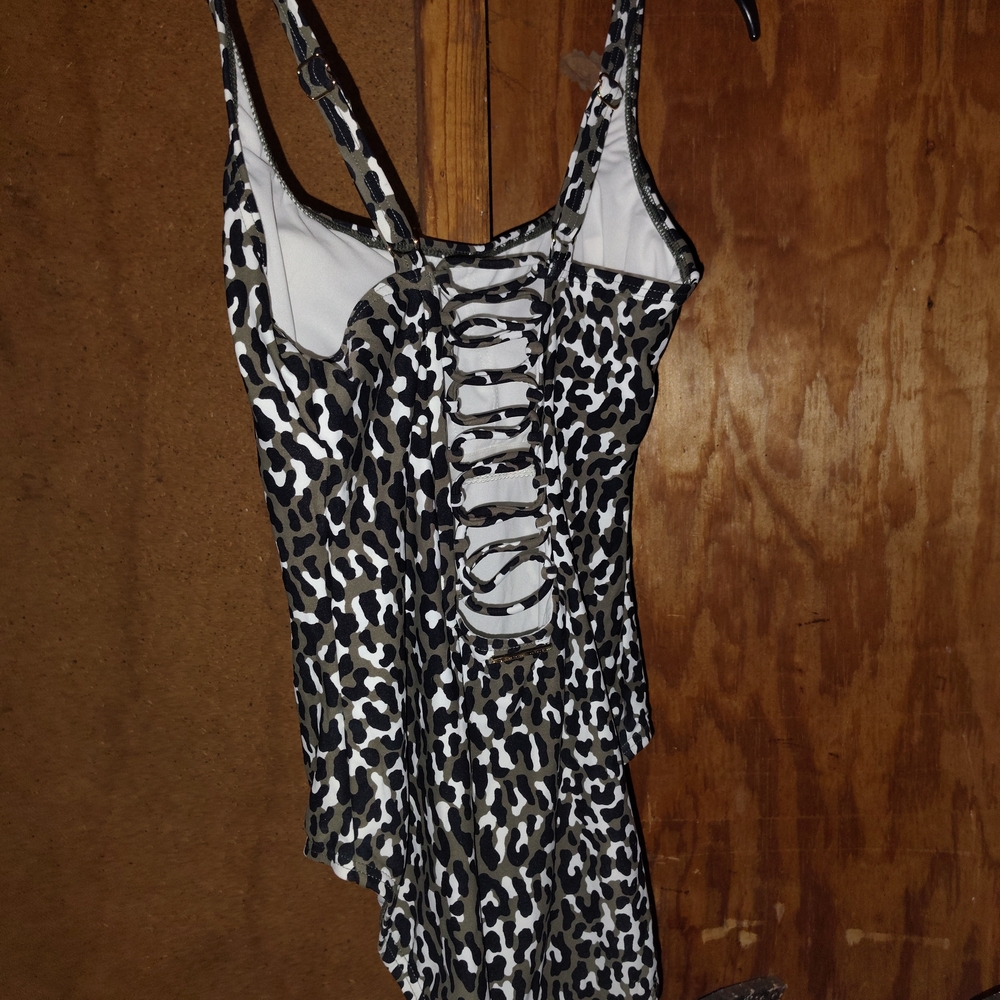 Michael Kors Black and White Leopard Print Chemise